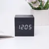 新しい2024デジタル目覚まし時計木製目覚まし時計USB/バッテリー駆動のミニキューブLEDデジタルクロック時間/日付/温度ディスプレイ