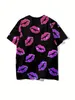 Summer T-Shirt Ladies Ladies 3D Seksowne usta oddychające damskie koszulka Ogniarna ulica Krótkie rękawowe koszulka E52C#