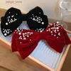 Hair Clips Vintage Big Hair Bow Ties For Women Girls Two Layer Black Red Bowknot Hairpin Soft Velvet Hair Accessories Ponytail Heawear Y240329