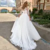 elegant Plus Size Wedding Dr for Woman Half Sleeves V Neck Applique Sweep Train A Line Lace up Bridal Gown Robe De Mariee j8Ta#