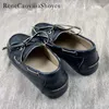 Casual Shoes 2024 Flat Women Genuine Leather Lace Up Loafers Female Round Toe Leisure Walk Comfort British Style Woman