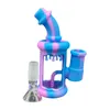 4,5-Zoll-Hukahn-Silikon-Bong-Wasserpfeifen Unzerbrechliche Mini-Silikon-Ölplattformen Bubbler-Bongs mit Glasschüssel