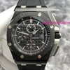 Zwitsers AP-polshorloge Airbnb Royal Oak Offshore-serie 26402CE Zwarte wijzerplaat, keramisch materiaal, rode naaldtiming, mechanisch horloge, heren AP-horloge, transparante onderkant 44 mm