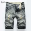 2023 Stylish Simplicity Denim Shorts Mens Vintage Fi Ripped Demin Half Pants Men Casual Basic Short Jeans Male Streetwear G1GB#