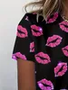 Sommer Plus Size Damen T-Shirt 3D gedruckt Sexy Lippen Damen Atmungsaktives T-Shirt Übergroße Straße Kurzarm Rundhals T-Shirt R9Ss #