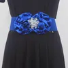 Cintos femininos pista moda cetim flor elástica cummerbunds vestido feminino espartilhos cintura decoração cinto largo r841