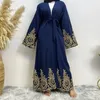 Etniska kläder ramadan kimono hijab mantel muslimska abaya klänning dubai långärmad applikation svart marockansk kaftan kalkon afrikanska klänningar för