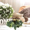 Dekorativa blommor 2 PCS Candlestick Garland Rings Pillars Mini Eucalyptus Wreaths Artificial Silk Flower Holder