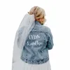 mrs Denim Jacket with Pearls / Persalized Jean Jacket / Bride Jacket / Wedding Gift For Bride Just Married e27Z#