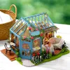 DIY Doll House Maisons en bois Miniature Dollhouse Meubles Kit avec LED Jouets pour enfants Cadeau d'anniversaire de Noël A068 240321