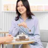 食器セットケーキパンデザートペストリープレートスナックコンテナ竹多機能トレイのスタンド