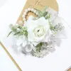 Klasyczne różowe jedwabne ślub buty perły Pinki Pins Vintage broszka Party Bridal Groom Bridesmaid Corsage nadgarstka Accori da sposa q5jy##