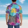 Camisas casuais masculinas colorido urso impressão camisa de férias abstrato animal havaiano masculino vintage blusas de manga curta streetwear topos