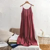 شاش 100 شاش القطن فساتين طويلة للنساء قابلة للتعديل حزام بلا أكمام Ruched Holiday Boho Sundress فستان Maxi كبير الحجم 240323