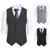 Gilets pour hommes gilet de mariage simple boutonnage coupe ajustée veste de costume sans manches haut coréen robe de créateur de mode de luxe de noël