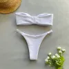 Bandeau bikinis 2024 Sexiga kvinnor baddräkter badkläder kvinnlig brasiliansk bikini set baddräkt thong simning kostymer mikro biquini