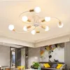 Plafoniere Lampada a sospensione moderna in ferro Illuminazione per interni Decorazione soggiorno a LED Oro bianco e nero