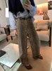 Baggy Leopard Print Jeans Women Korean Fi Wide Leg High Maist Peombly Boyver Jeans Loose Y2K Overdimensionerade Hip Hop Denim Trousers R4CA#