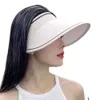 Sommer Neue Heißer Verkauf Leere Zylinder Weibliche Internet Celebrity Headless Gesicht Sonnencreme Hut Rollbar Outdoor Sport Sonnenhut Großhandel