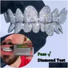 Chaînes de ventre Personnalisé Mode Hip Hop Bijoux 925 Sterling Sier Glacé Vvs Diamant Rond Coupe Nid D'abeille Moissanite Dents Grillz Pour Hommes Ottvk