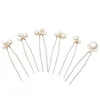 Hair Clips 6pcs Bride Pearl Hairpin Wedding Accessories Golden Alloy U-shaped Clip Beauty Lady Engagement Headpiece Retro Jewelry