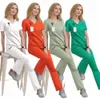 Korta ärmar Bekväma V Neck Hospital Nurse Medical Scrubs Uniform Set Nurse Medicos Scrubs Nursing Uniform P8GL#