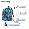 Backpack Laptop Unique Ship Steering Wheel Waves Print School Bag Durable Student Boy Girl Travel