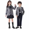 elementary School England Style Fi School Uniform Children Kindergarten Spring Autumn Uniform Stage Performance Clothing 87Gc#