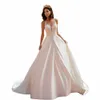 Sodigne Boho Satin aline Wedding Dres 2023 Sexy v Nack Lace Blackl Dr Dr Custom Made Slicvel Bridal Dons Q0MK#