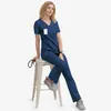 Korta ärmar Bekväma V Neck Hospital Nurse Medical Scrubs Uniform Set Nurse Medicos Scrubs Nursing Uniform P8GL#