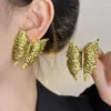 Boucles d'oreilles Vintage en métal couleur or en forme de papillon, grand pour femmes, personnalité européenne et américaine, bijoux uniques exagérés, cadeau