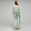 Jupe de fête thé XXL pour femmes, robe à manches longues en maille brodée de fleurs, industrie lourde, nouvelle collection 2023, 421533