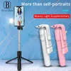 Selfie Monopods R1S Selfie Stick Telefone Extensível Mini Tripé Bluetooth Obturador Remoto Monopé com Luz de Preenchimento Ajustável Dobrável Portátil 24329