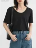 Damen T-Shirt CHIC VEN Koreanisches Loses U-Ausschnitt Basic T-Shirt Baumwolle Kurzarm Top Frauen T-Shirts Pullover Solide Mode Sommer 2023 Weibliche Kleidung24329