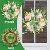 Decorative Flowers White Flower Wreath Farmhouse Winter Door 15inch Garlands With Porcelain Drop