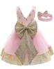 Robe de princesse pour petites filles, tenue de princesse de demoiselle d'honneur, avec gros nœud, pour fête de noël, étoile, pour 9M5Yrs2949601