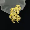 Wholesale Alloy 18K Gold Plated Fashion Ginkgo striated leaf Brooch Men Women Festivals Party Jewelry Gift