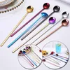 Spoons Stainless Steel Spoon Coffee Tea Mixing Long Handle Ice Cream Dessert Cake Home Kitchen Tableware Supplies