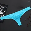 Sous-vêtements hommes String String hommes Sexy culotte de sous-vêtements translucide glace soie Tanga Gay Wear Jockstrap