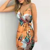 bohemian Spaghetti Strap Dr Tropical Print V-Neck Wrap Casual Bodyc Dr Women Sleevel Summer 2024 Holiday Mini Dr n1bp#