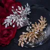 handmade Gold Sier Color Wedding Hair Accories Crystal Women Hair Combs Leaves Bridal Headband Head Jewelry 48ME#