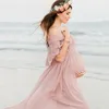 Pink Ruffles Maternity Dresses For Po Shoot Bohemian Chiffon Pregnant Women Pography Props Maxi Dress Premama Clothes 240321