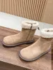 Botas de lã de cordeiro de duas cores neve quente personalidade elegante aconchegante versátil 2024 inverno 0122