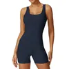 Kadın Dikişsiz Tek Parça Playsuit Yoga Şort Set Kadın Spor Salonu Rahat Spor Fitness Romper Egzersiz Eğitim Tulum 240322