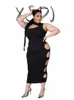 Лето Dr Women 2023 Новинка черного цвета Dr Tight Hollow Out Sexy Lg Dres Chic Elegant Plus Size Оптовая Прямая поставка B0EU #