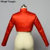 Mingli Tengda Stain Pink Wedding Top Bolero Laps Bridal Jacket Cape Mariage Lg Sleeves Red Bridal Bolero Coat Damskie H3ID＃