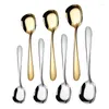 Spoons Easy To Clean Flat Bottom Spoon Student Stainless Steel Smooth Edges Customer Favorite Kitchen Set Safety