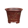 Planters Chinese Style Antique Purple Clay Flowerpot Tabletop Green Plants Bonsai Pot Painting Handmade Macetero Vintage Pots De Fleurs