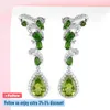 Dangle Brincos Natural Peridot Diopside Brinco de Prata Esterlina 8.2 Quilates Genuínas Pedras Preciosas Elegantes Românticas Jóias Finas Designs Originais