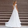 latest Lace Boho Wedding Dres Beach V Neckline Ivory Gowns Back Out Cap Sleeves Sweep Train Bridal 2023 On Sale t7sG#